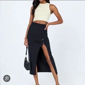 Princess Polly Black Button-Front Pencil Skirt